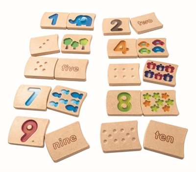 Sifferbrickor i ekologiskt trä från Plan Toys
